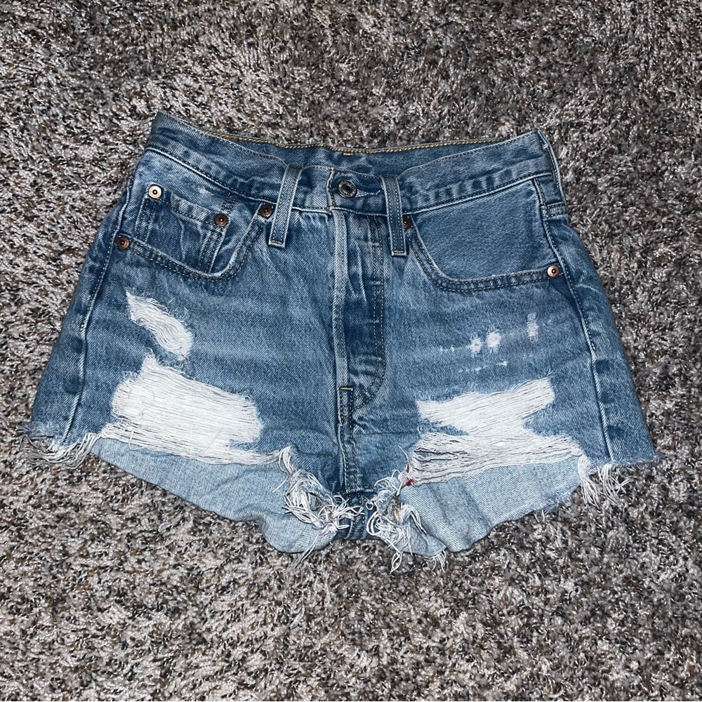 Levi's Blue Distressed Jean Shorts